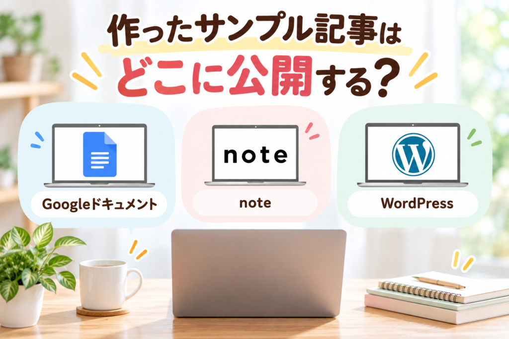 作ったサンプル記事を公開する場所